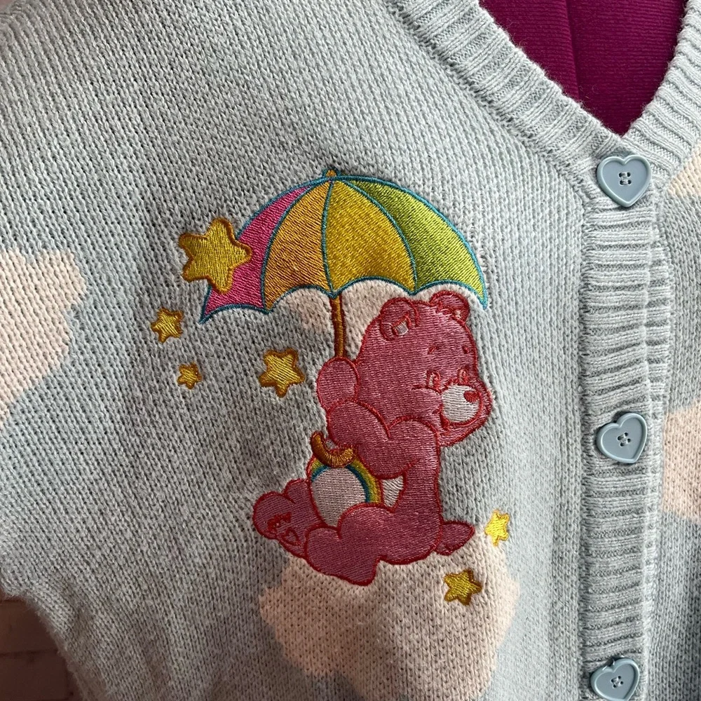 Hot Topic Care Bears knit sweater cardigan size medium